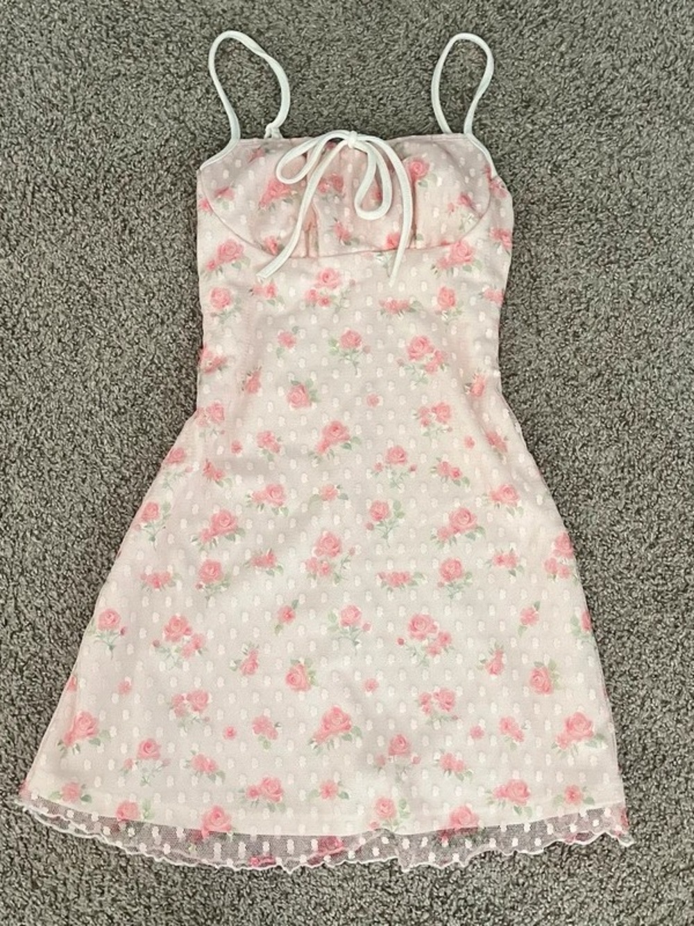 Pink Rose-Print Spaghetti Strap Maxi Dress with Tie Front
